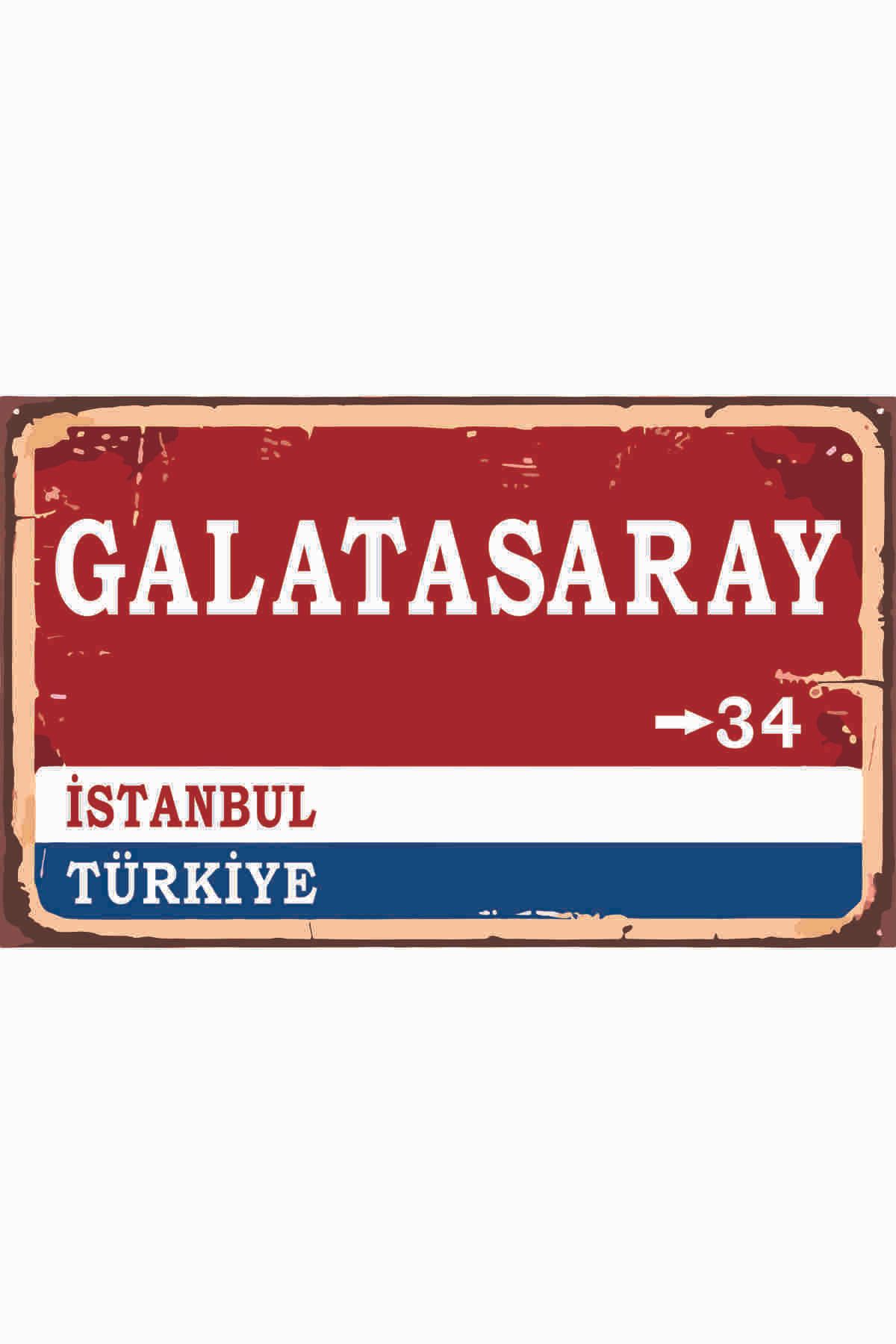 Galatasaray Yön Tabelası Retro Vintage Ahşap
