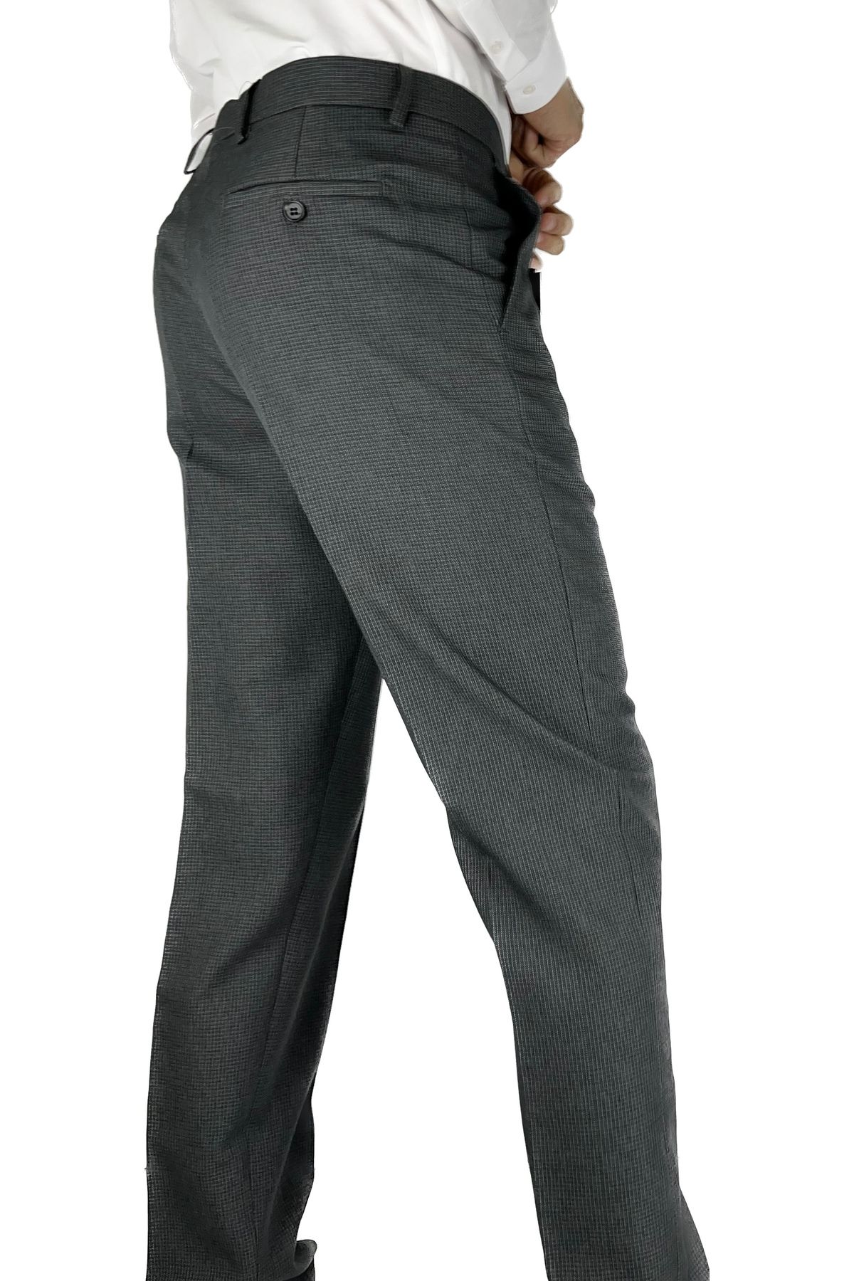 APT PRESTIGE-Men's Smoked Filafil Piti Square Patterned Classic Pattern Fabric Trousers 4