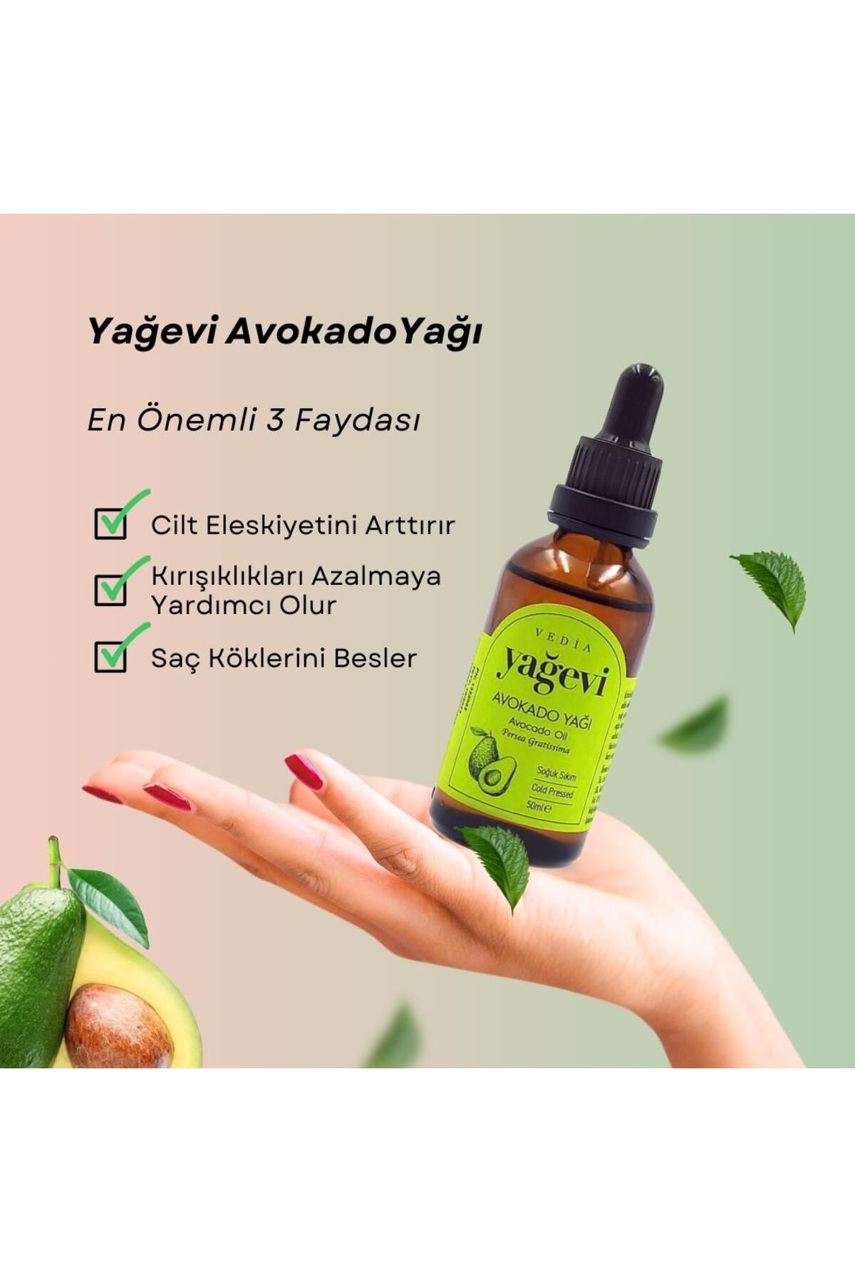 روغن آووکادو فشرده سرد (100% خالص) 50 میلی لیتر Yağevi