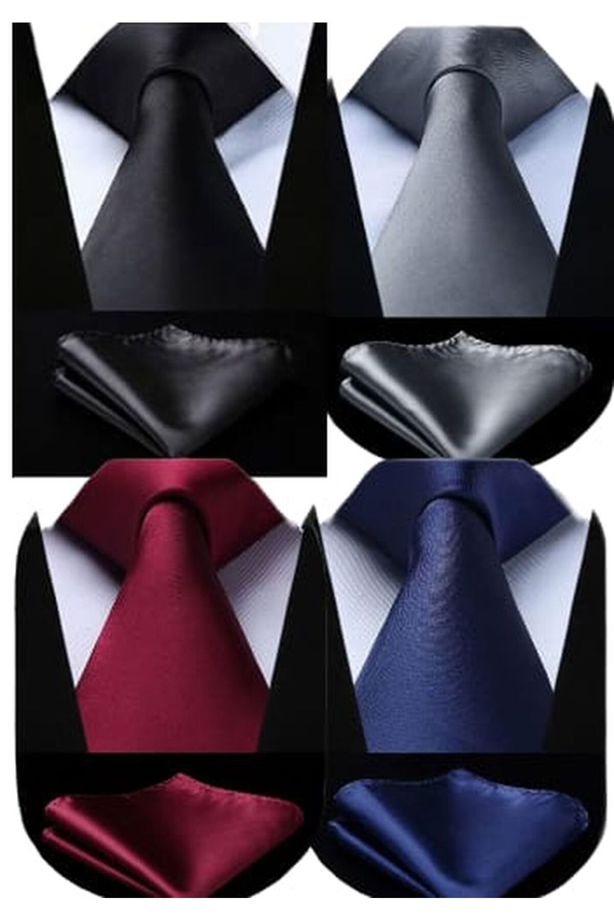Trenderrs Set De 4 Cravate Din Satin Pentru Bărbați Masculin - Mărime unică
