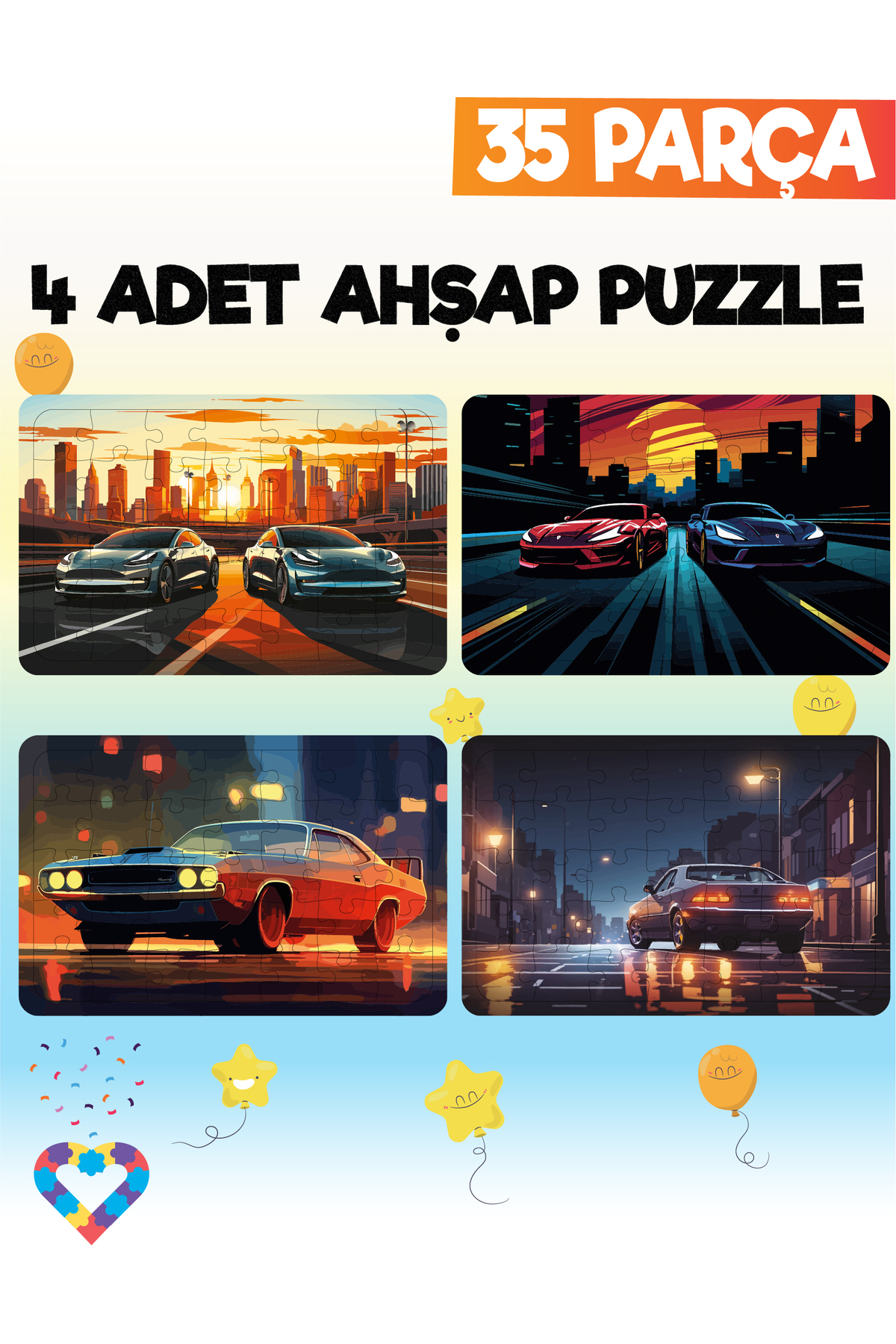 esatoys 35 Parçalı Montessori Ahşap Puzzle – 5-6 Yaş Eğitici Oyuncak