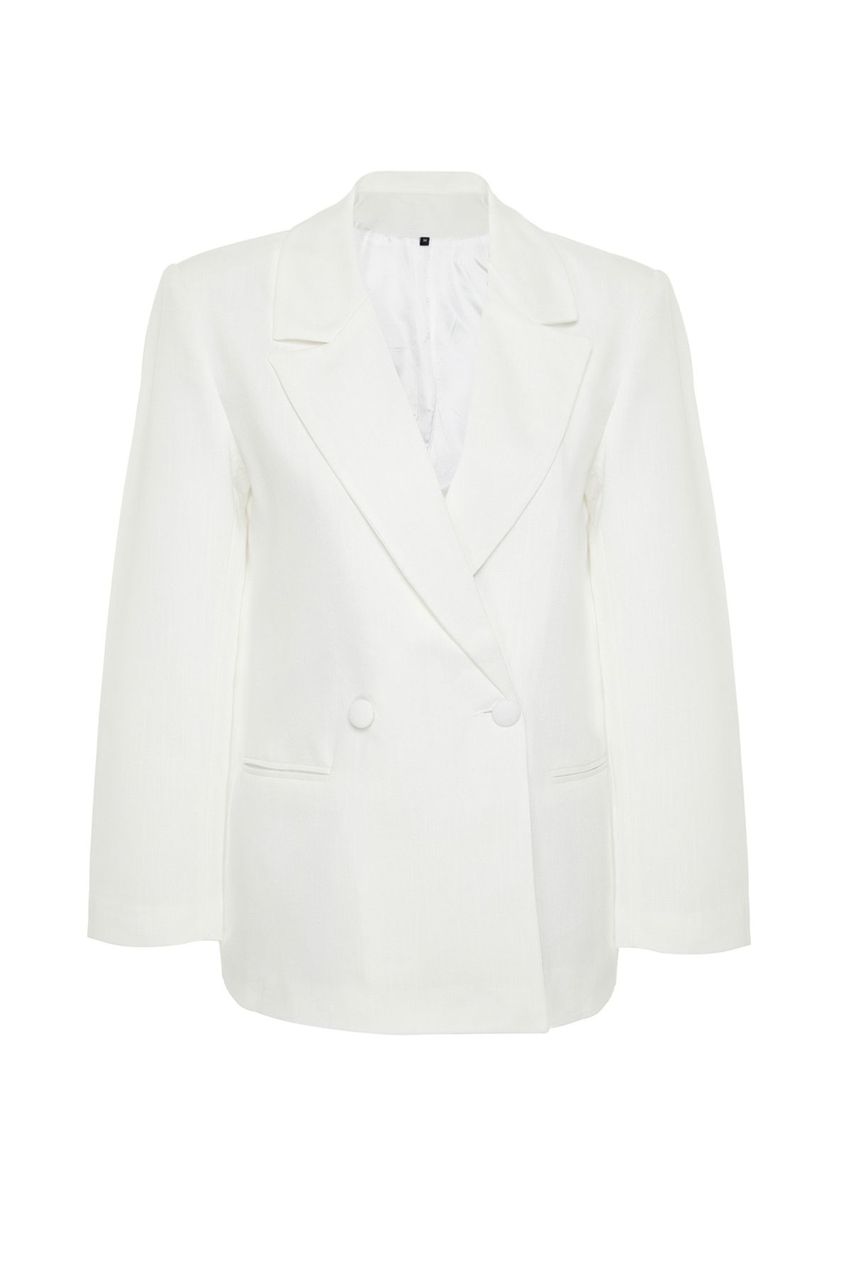 Trendyol Collection-Weiße, gewebte Oversize-Blazerjacke in Leinenoptik TWOSS24BC00022 7