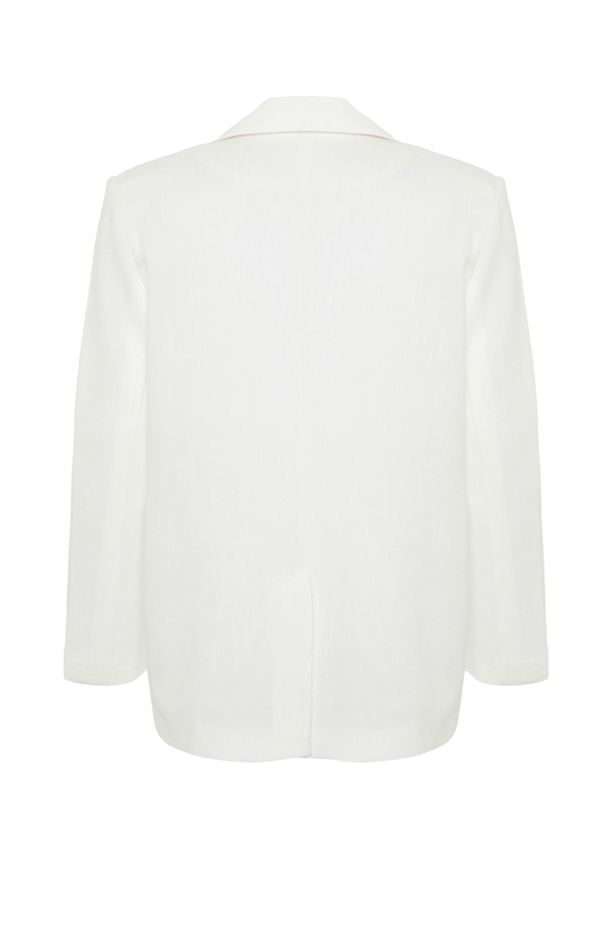 Trendyol Collection-Weiße, gewebte Oversize-Blazerjacke in Leinenoptik TWOSS24BC00022 8