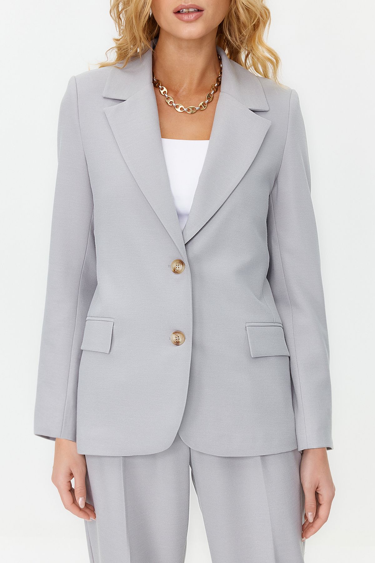 Trendyol Collection-Grau gefütterte gewebte Blazerjacke in limitierter Auflage - TWOAW23BC00132 5