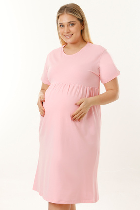 MS HAMİLE İÇ GİYİM HAMİLE LOHUSA GECELİK HG0038 PEMBE