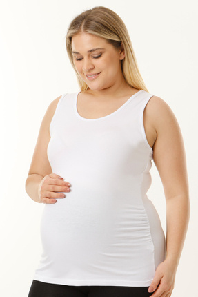 MS HAMİLE İÇ GİYİM Hamile Atlet Kalın Askılı Hg0039 Beyaz