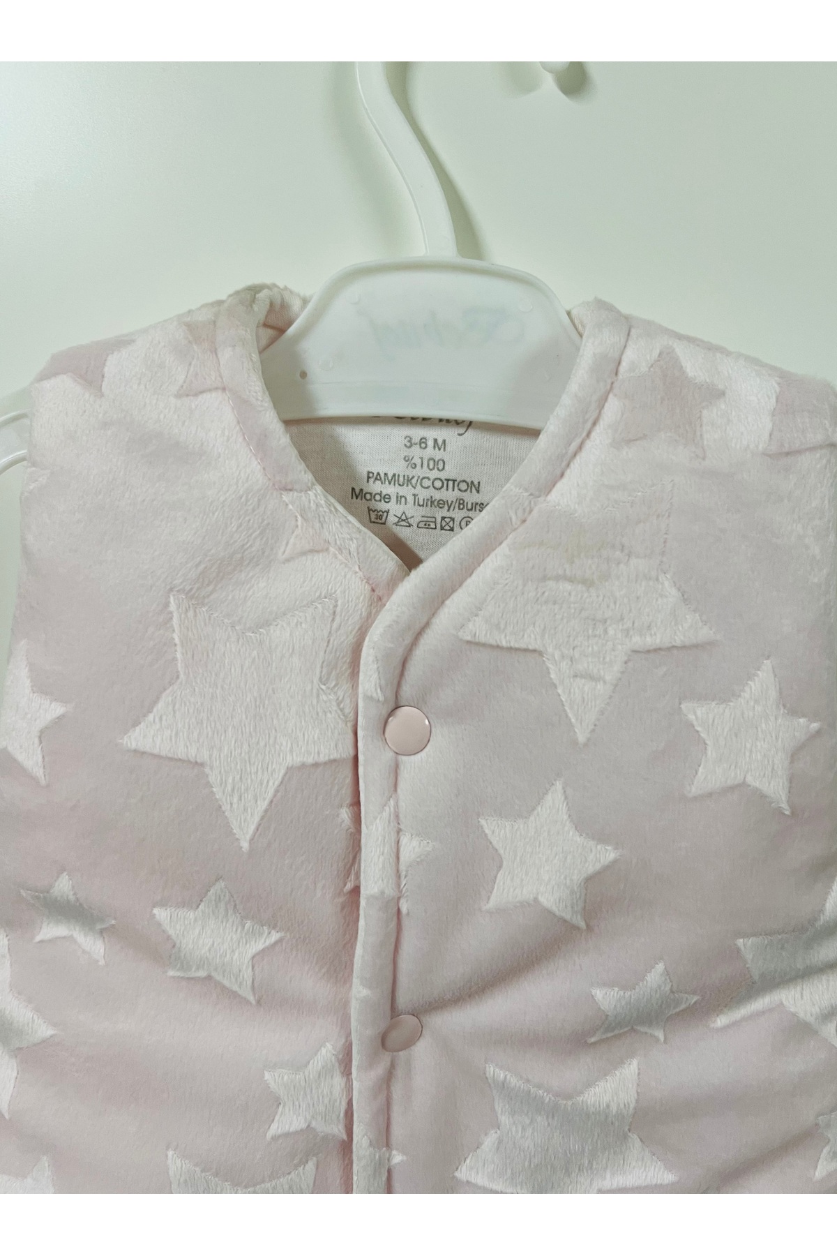 Kidstrend 0-9 ay bebitof kız erkek bebek yıldızlı pelüş yelek %100 pamuk fotoğrafı 2 (önizleme)