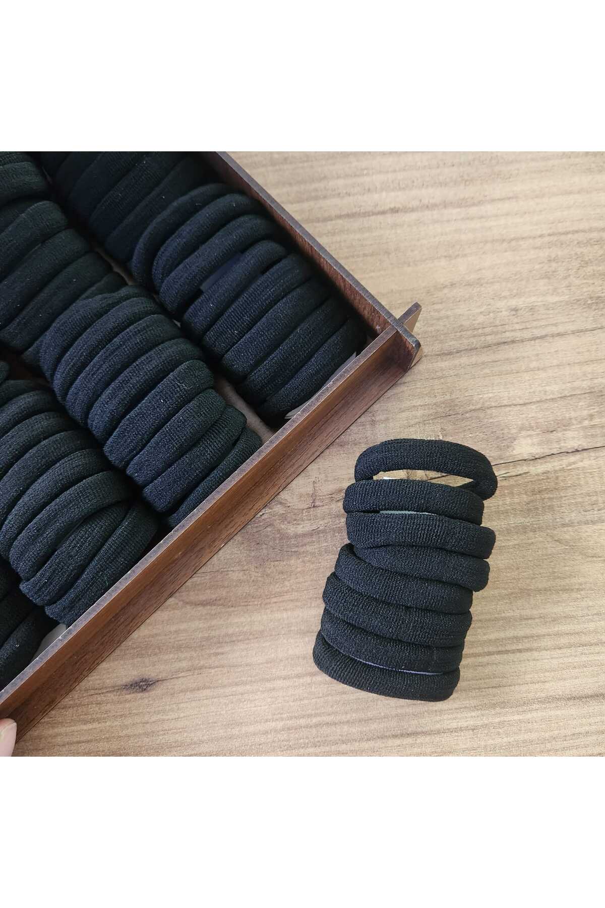 Women's 96-Piece Black Towel Hair Rubber Buckle Set