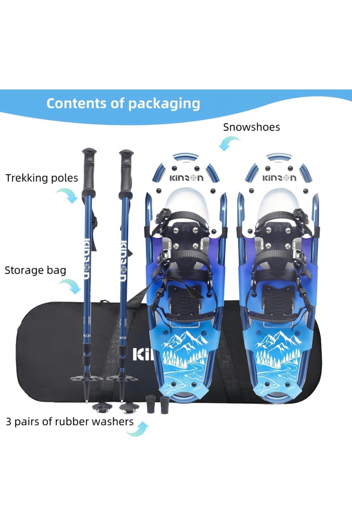 Genel Markalar  KinZon 3'ü 1 arada kar ayakkabısı, Trekking sopaları ile birlikte kayak ayakkabısı - Görsel 5