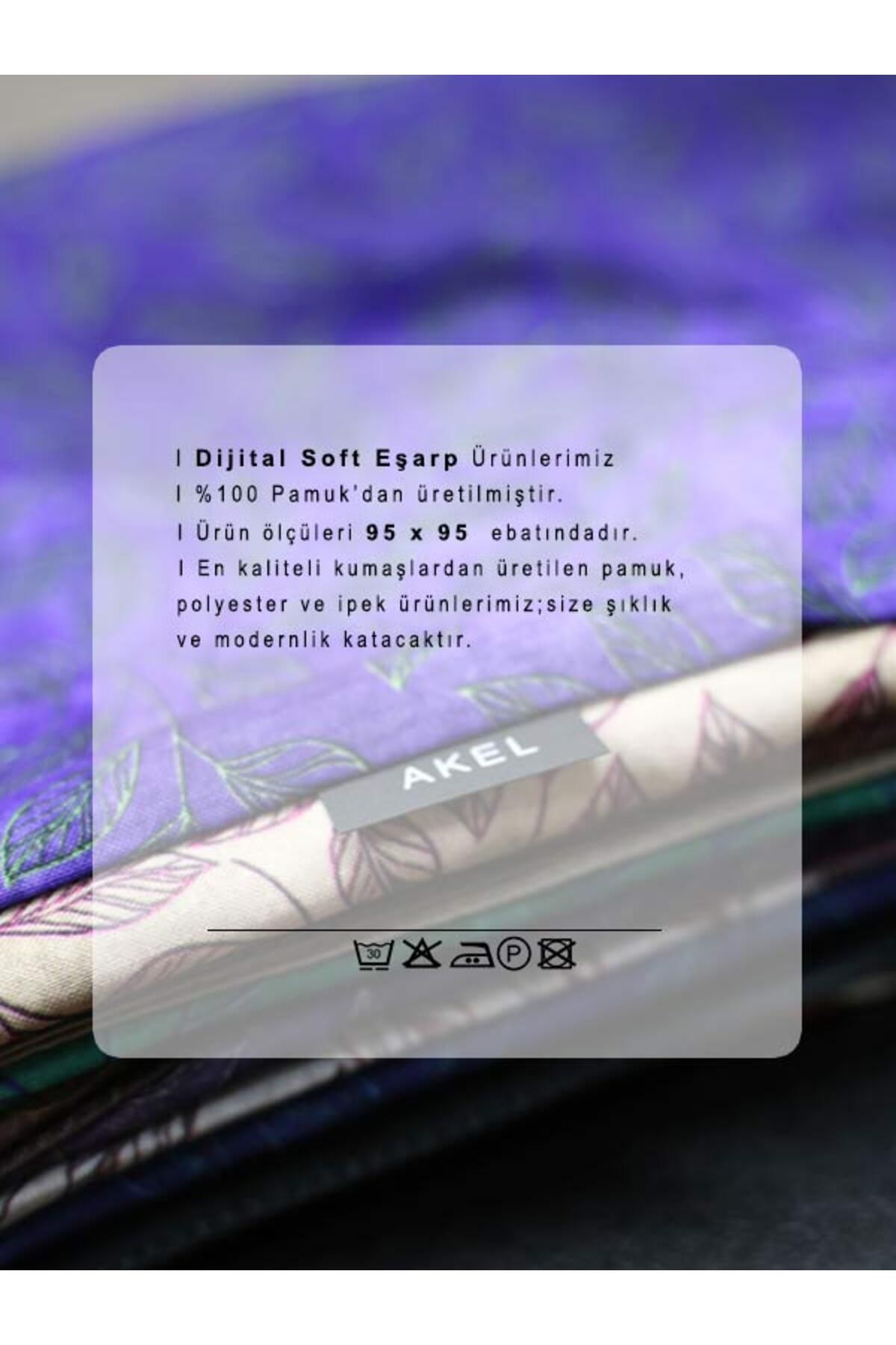 Digital Soft Eşarp Pastel Yaprak Desenli