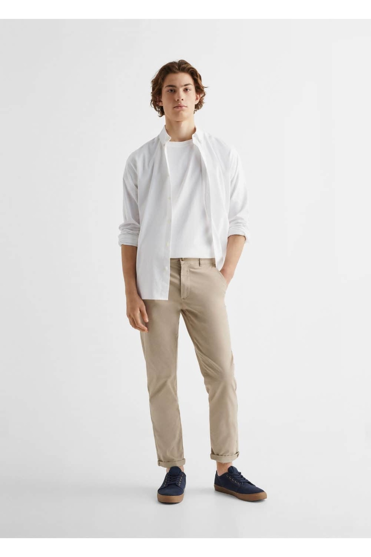 شلوار مردانه بژ MANGO Teen | 47084393 اورجینال - تصویر 2