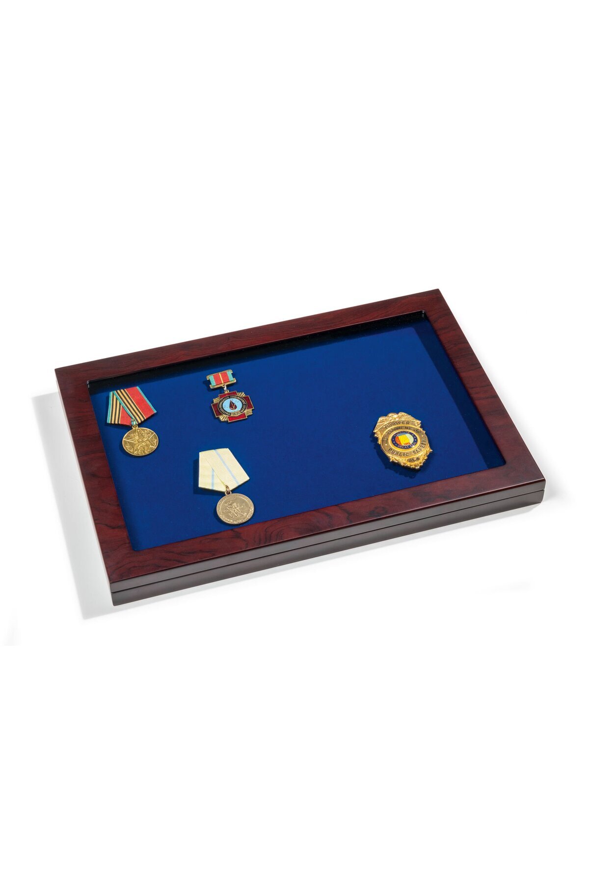 Leuchtturm-Medal Display Rack with wooden, Glass lid 4
