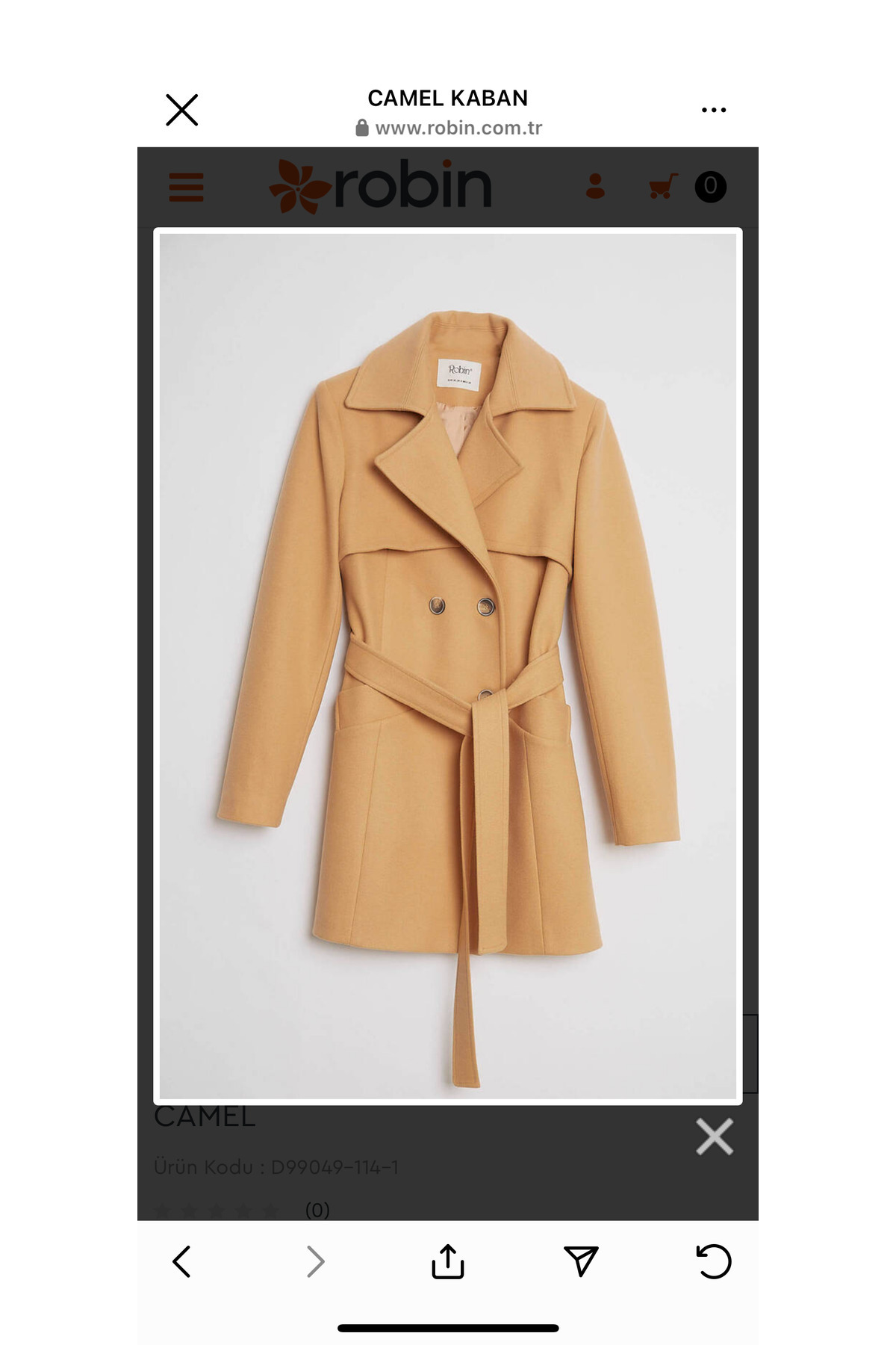 Hayriye Boutique  Robin marka karışık camel renk kısa kaban - Görsel 2