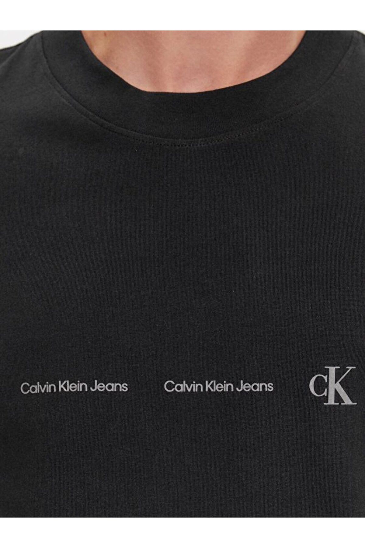 تی شرت مشکی مردانه پنبه آرم مارک روزانه از سیاه J30J324668 BEH استفاده کنید Calvin Klein