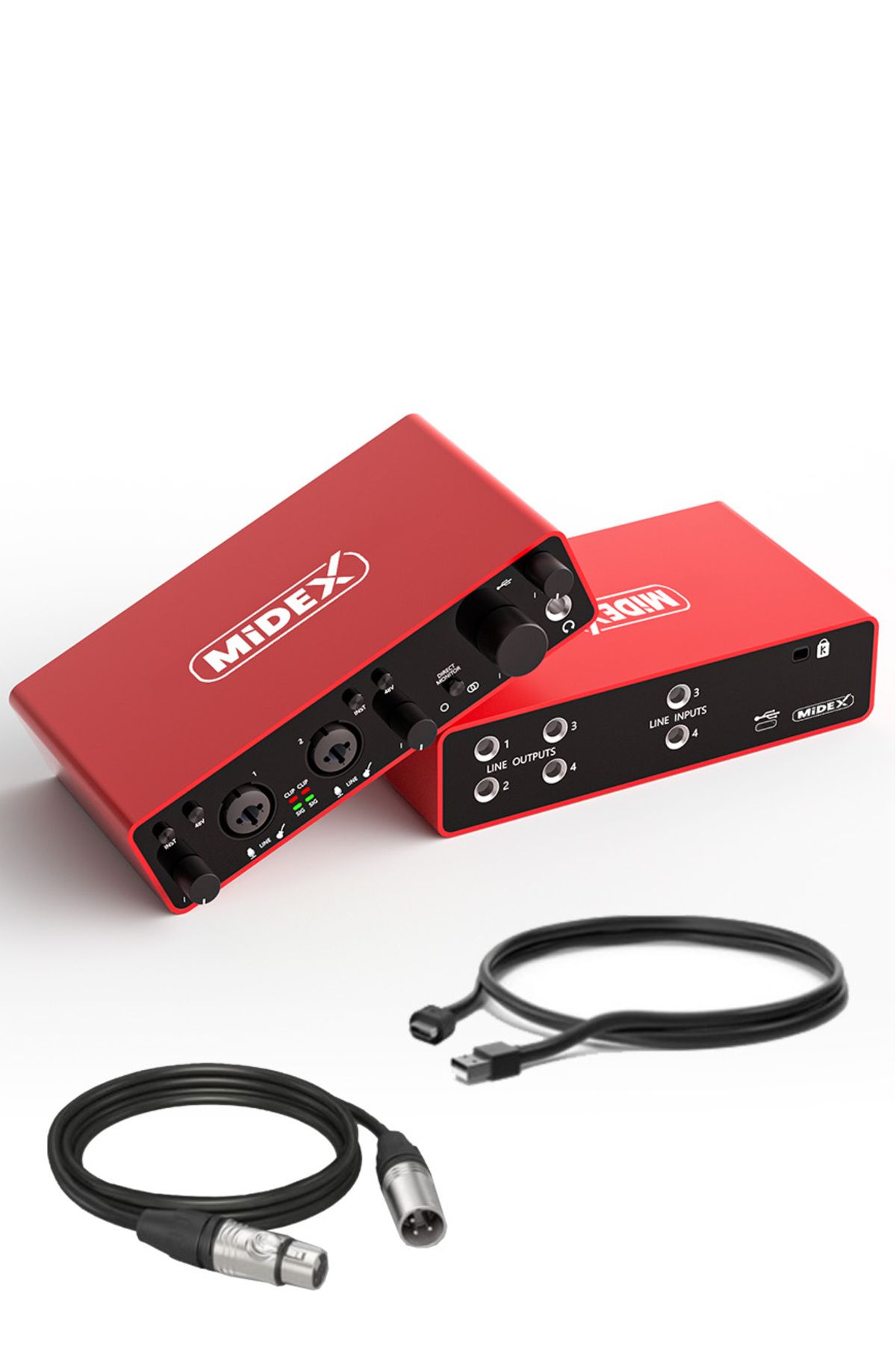 Midex-Glx-900 Pro Usb Studio Sound Card - 4 Inputs and 4 Outputs, 24bit/192khz 3