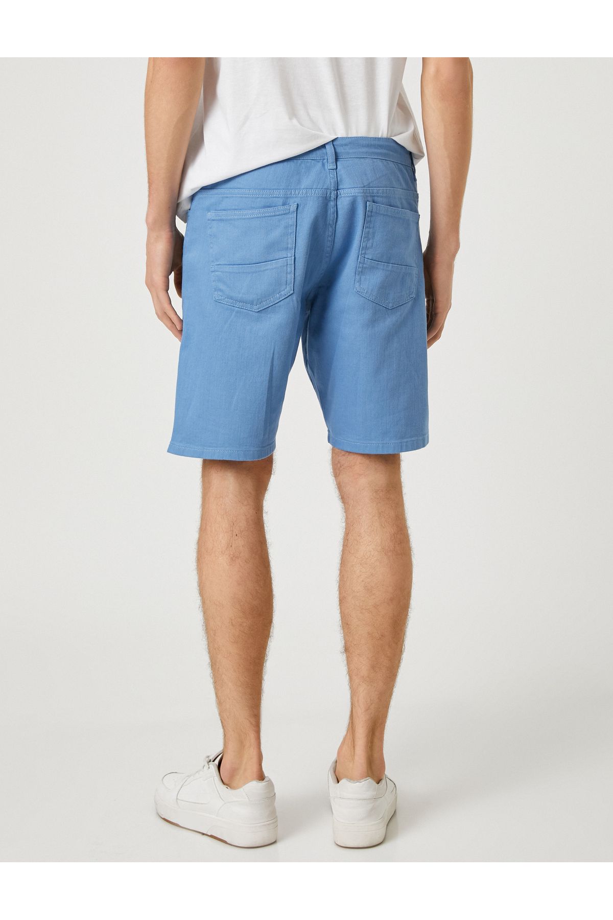Koton-Basic Canvas Shorts with Button Detail and Pockets 4