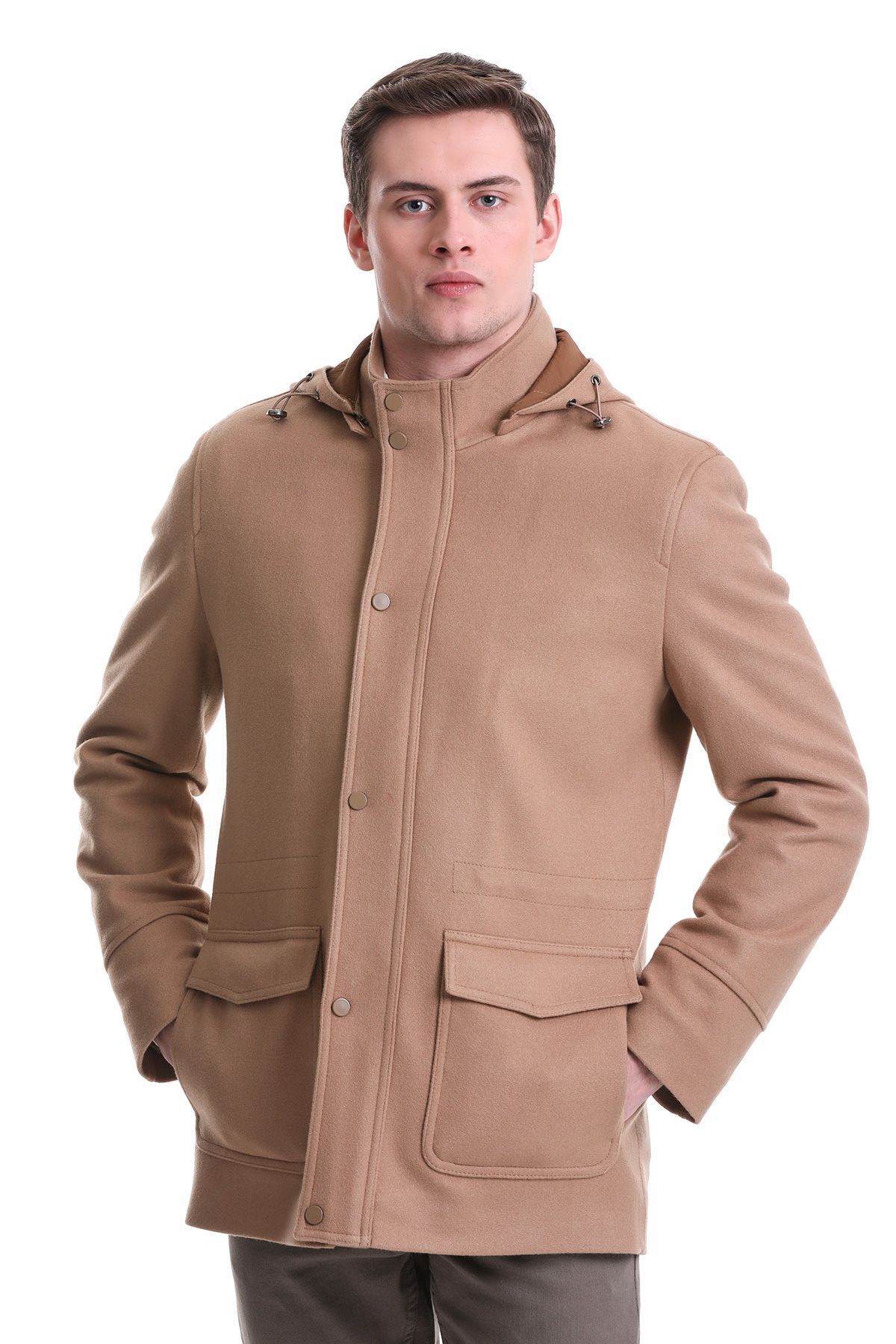 Brown Wool Hooded Coat