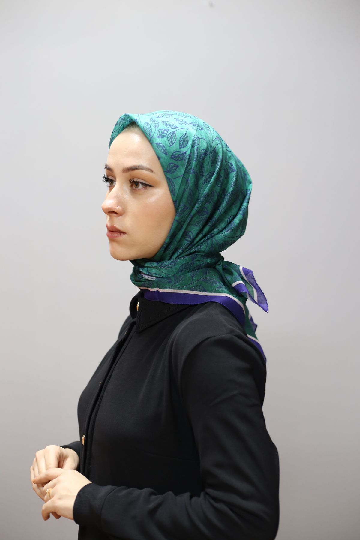 Digital Soft Eşarp Pastel Yaprak Desenli