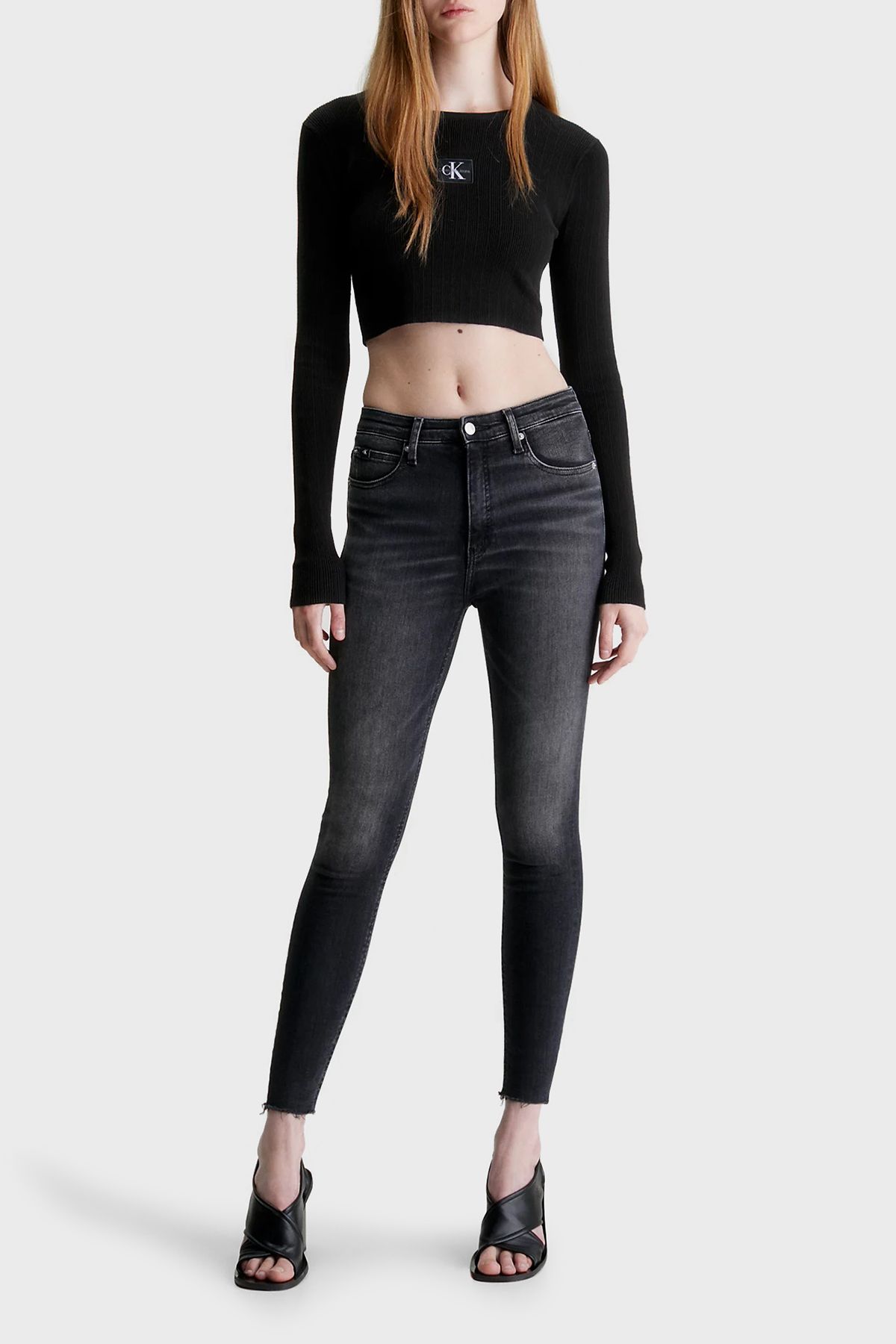 Calvin Klein Womens Jeans High-Waist Logo Women's Leggings, Black