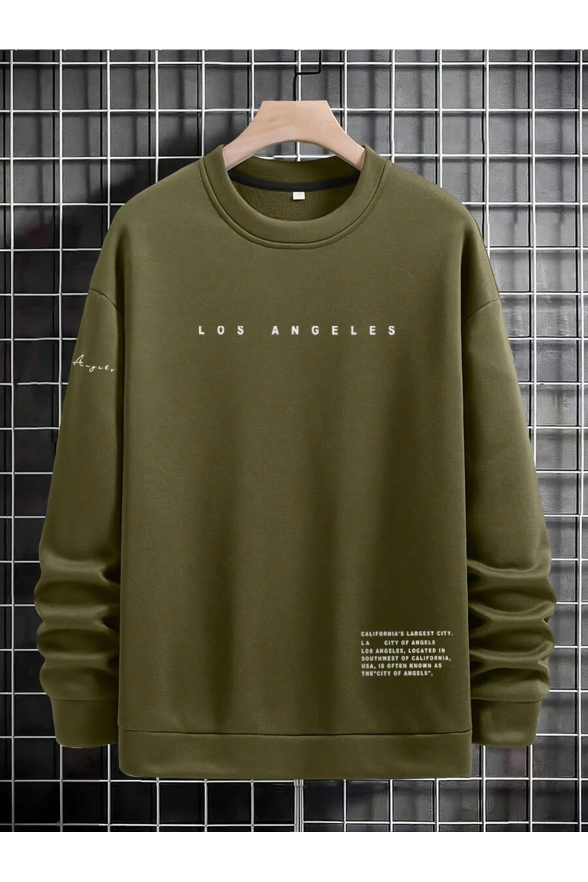 MOONBULL  Erkek Los Angeles Sağ Kol-Sol Bel Baskılı Oversize Sweatshirt - Görsel 3