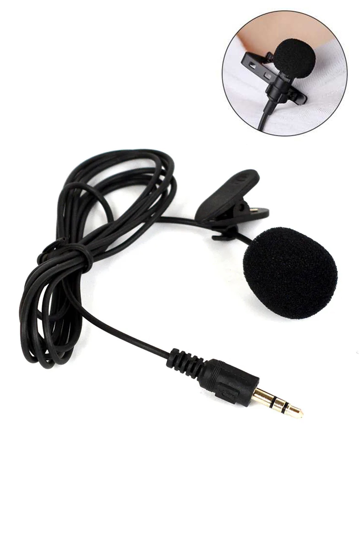Genel Markalar Profesyonel Yaka Mikrofonu Tekli 3.5mm Jak Girişli Oyuncu Yayıncı Mikrofonu 1.5 Metre