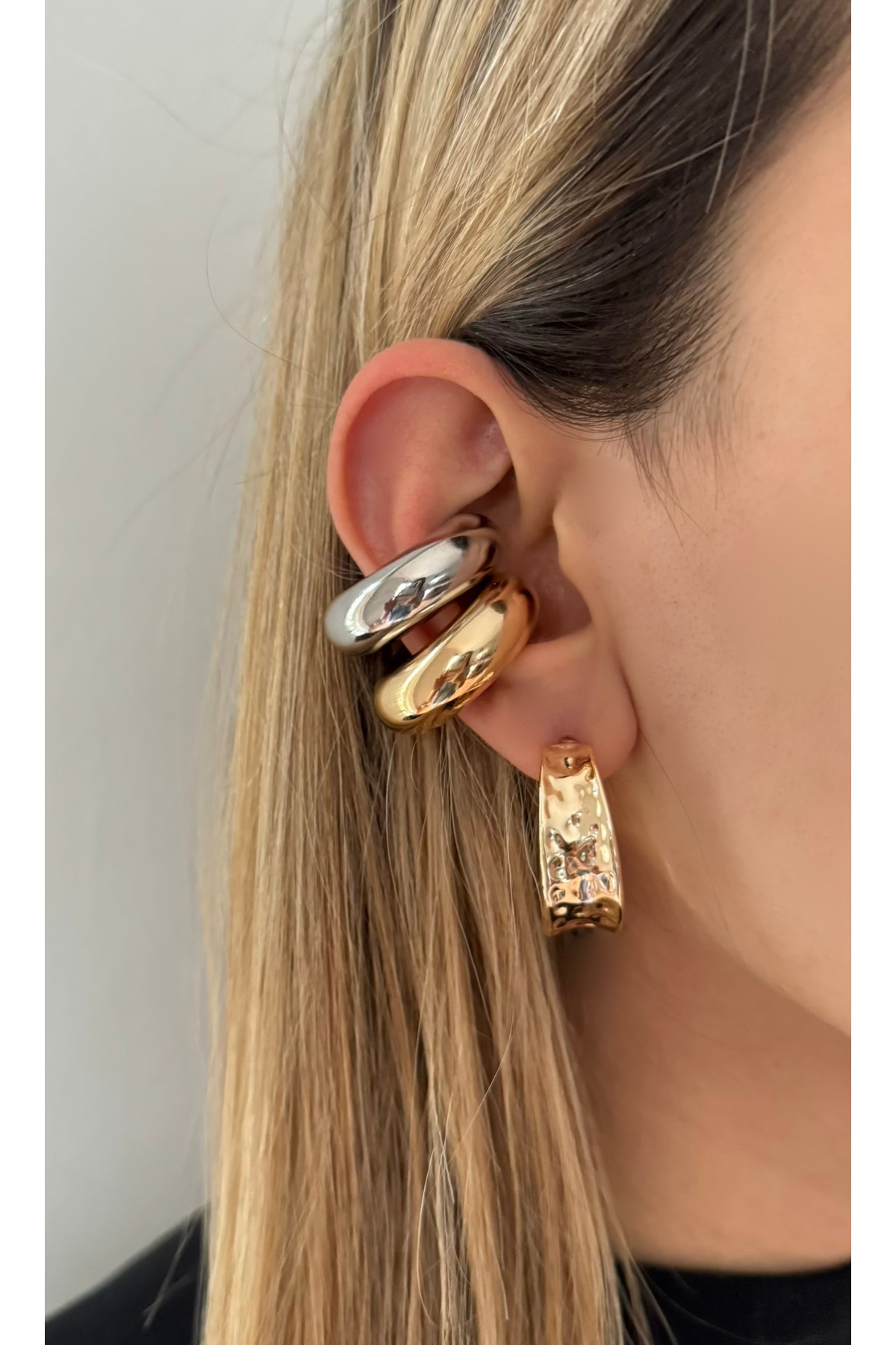 Gümüş Renk Bubble Earcuff (adet) 2