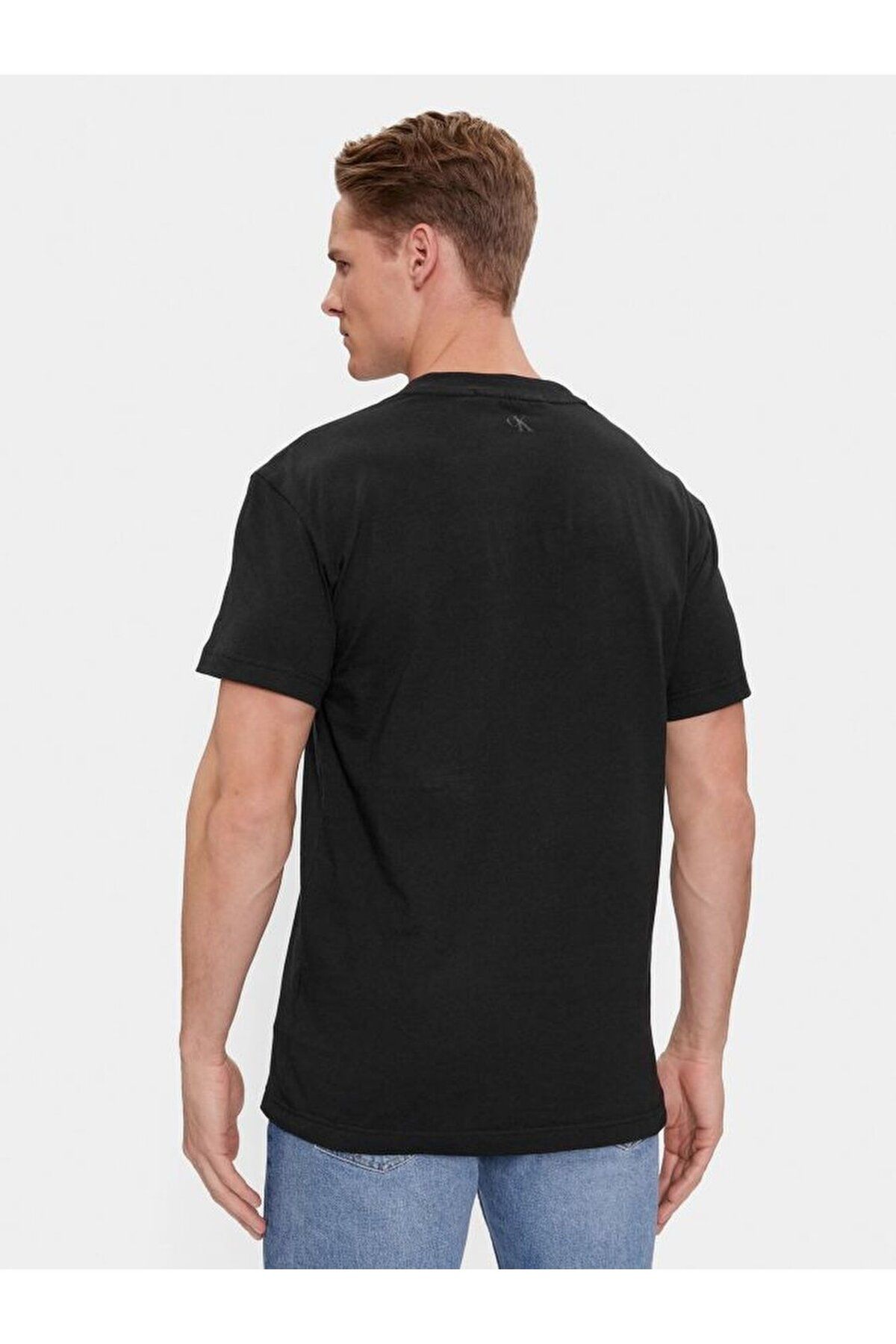 تی شرت مشکی مردانه پنبه آرم مارک روزانه از سیاه J30J324668 BEH استفاده کنید Calvin Klein
