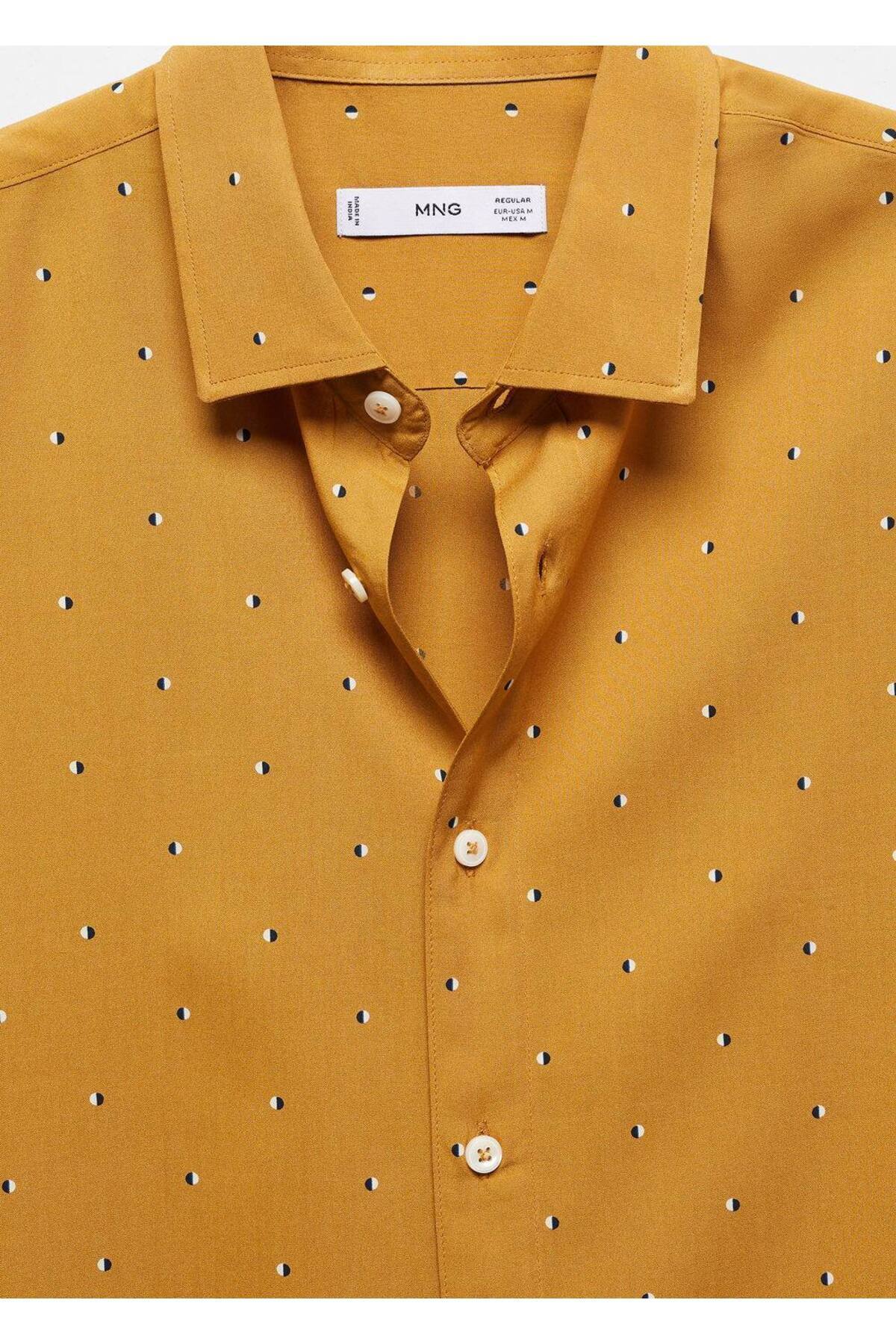 پیراهن مردانه بژ منگوMANGO Man | 67010457 اورجینال - تصویر 6