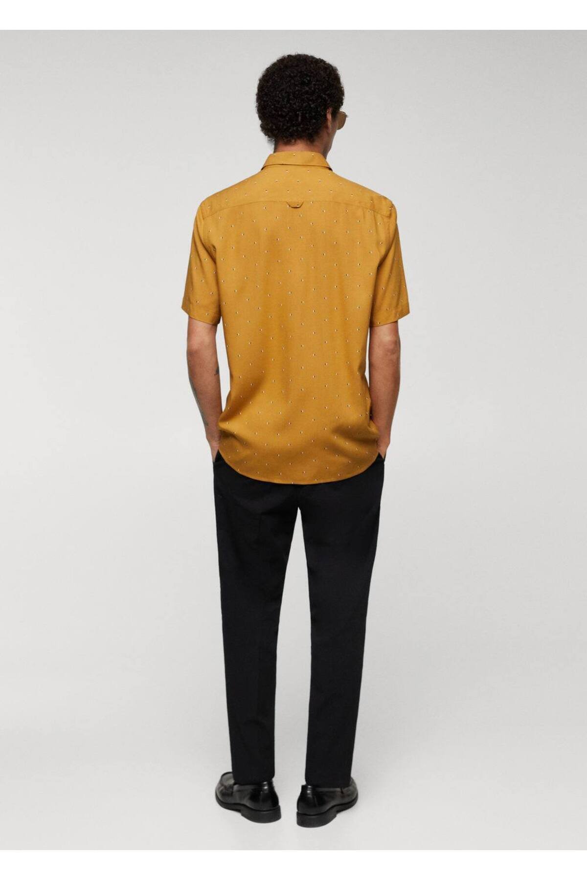 پیراهن مردانه بژ منگوMANGO Man | 67010457 اورجینال - تصویر 4