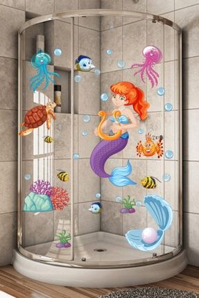 Deniz Kızı Ve Balıklar Banyo Ve Duvar Sticker 69 Parça assticker0077