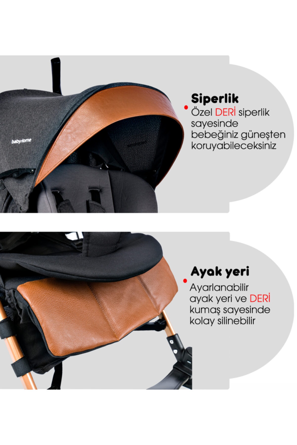 107 Clark Tam Yatar Alüminyum Bilyeli Teker Baston Bebek Arabası 5