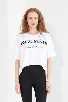 Kadın Oversize Baskılı T-shirt Beyaz 78PLST