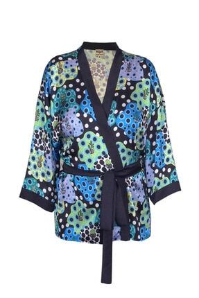 Kadın Kaktüs Desenli Puantiyeli Kimono NS85005
