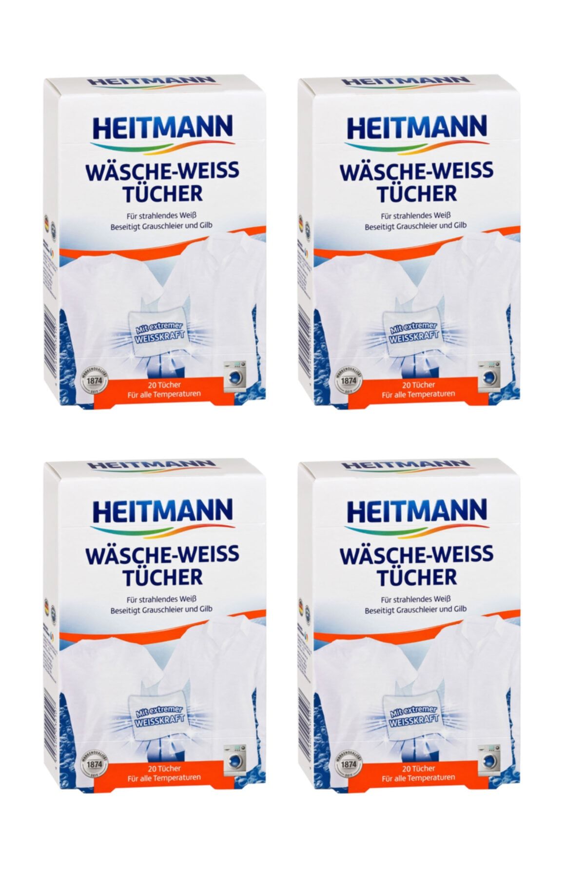 HEITMANN Çamaşır Beyazlatıcı Mendili Pratik Kullanım X 4 Kutu