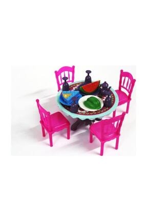 Yemek Masası Sandalye Takımı Pembe Renk 16 Parça Yemek Seti 8699921561084