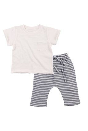 Miniropa Flamlı Tişört Keten Pantolonlu Yazlık Erkek Bebek Takımı TXCBFBD9BB3195