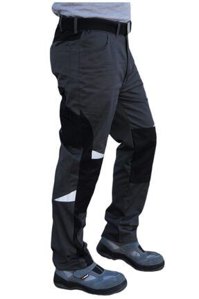 Iş Pantolonu Roma Model Diz Destekli 6 Cepli Füme Siyah IU-ROMAFUME-1