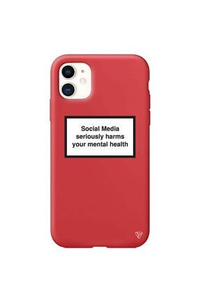 Iphone 11 Kırmızı Renkli Silikon Social Media Telefon Kılıfı Pub005-iPhone-11