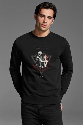 G Eazy And Halsey Him And Baskılı Siyah Erkek Örme Sweatshirt Uzun Kol SFK1156-ERKSW