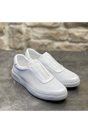 Erkek Beyaz Hakiki Deri Sneaker Ayakkabı 3017 3071 ELAS