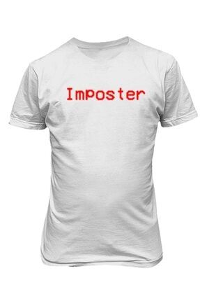 Unisex Beyaz Among Us Imposter Baskılı T-shirt tp-among13