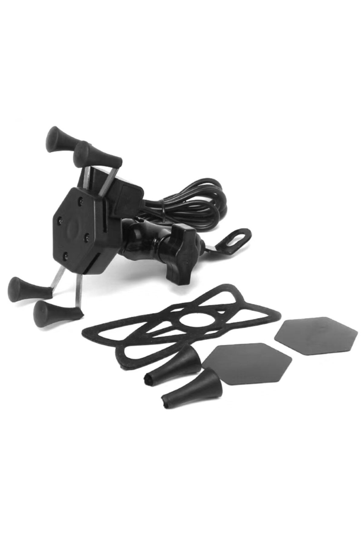 نگهدارنده تجهیزات موتورسیکلت برقی آینه موتور سیکلت دارای تلفن Octopus با شارژ Usb مرتبط پاورتچ  Powertec