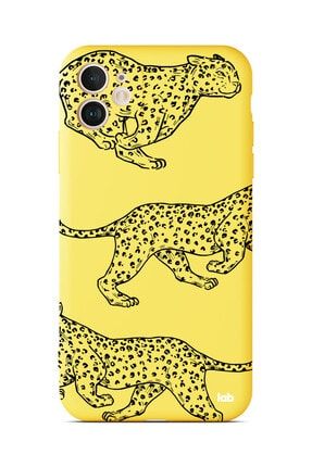 Apple Iphone 11 Sarı Silikon Telefon Kılıfı - Walking Cheetah N08NN135