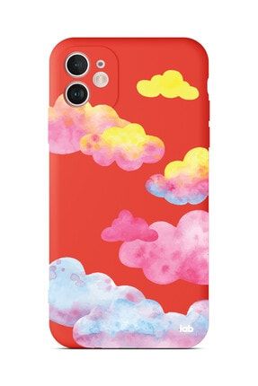 Apple Iphone 11 Kırmızı Silikon Telefon Kılıfı - Colorful Clouds S08NA175