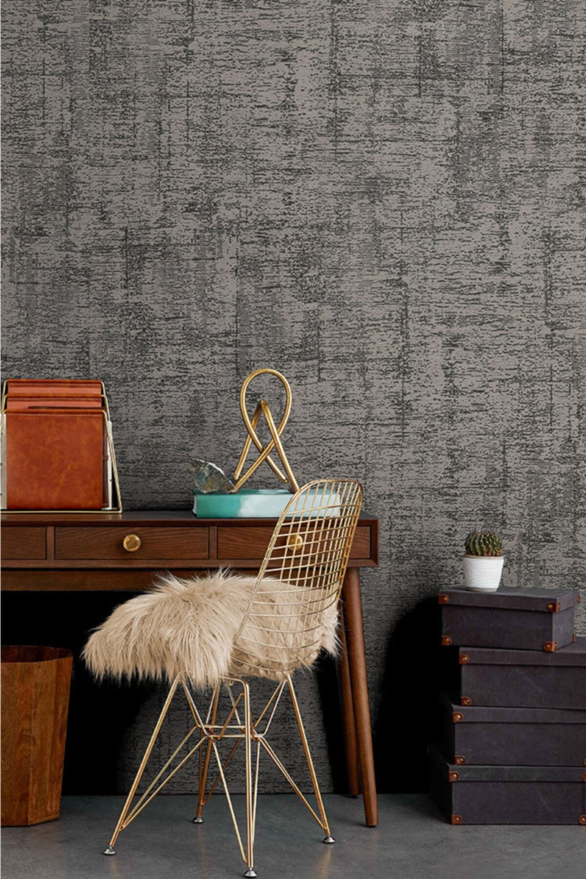 Decowall Astor Antrasit Sade Kabartmalı Duvar Kağıdı 10404