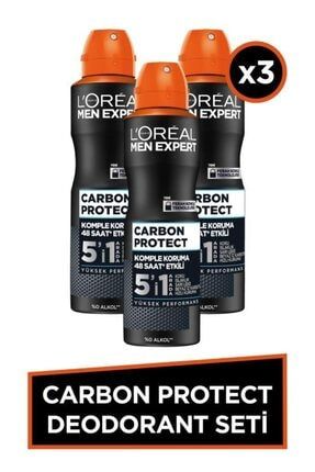 Carbon Protect Anti Perspirant 5'i 1 Arada Erkek Sprey Deodorant 150 ml 3'lü Set PKTCRANERDEOST