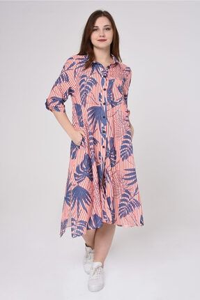 Kadın Cepli Gömlek Elbise BLD-2021-77