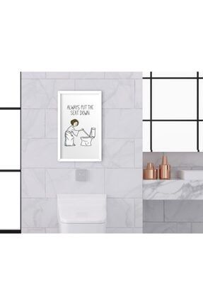 Home Banyo Tuvalet Dekoratif Ahşap Beyaz Çerçeveli Tablo-16 Bitmeyen80903