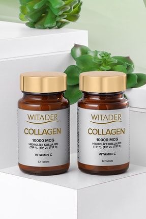 (tip) 1-2-3 Hyaluronic Acid Vitamin C&d,Kırışıklıklar için Witader Collagen Takviyesi 2 Adet WT-000002