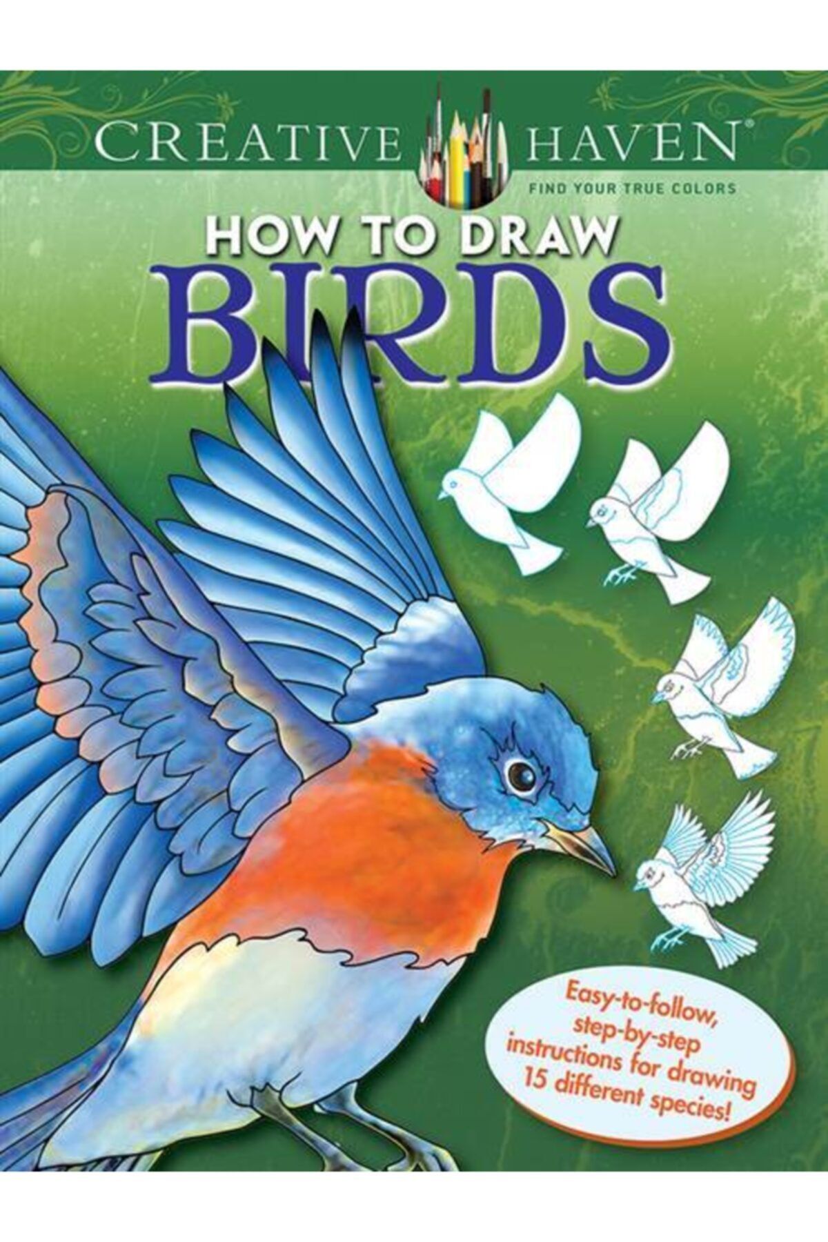 Dover Classics-Creative Haven How To Draw Birds: Easy-to-follow, Step-by-step Instructions For Drawing 15 Different 1